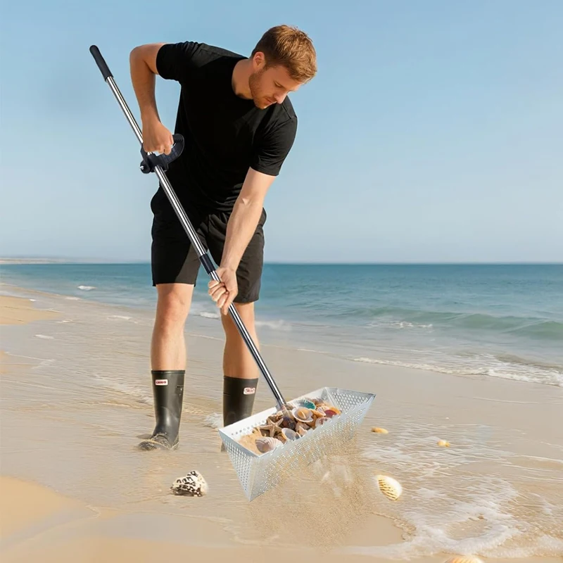 Multifunctional Detachable Stainless Steel Sand Screen Beach Hourglass Garden Harrow Sand Shovel Heavy Duty