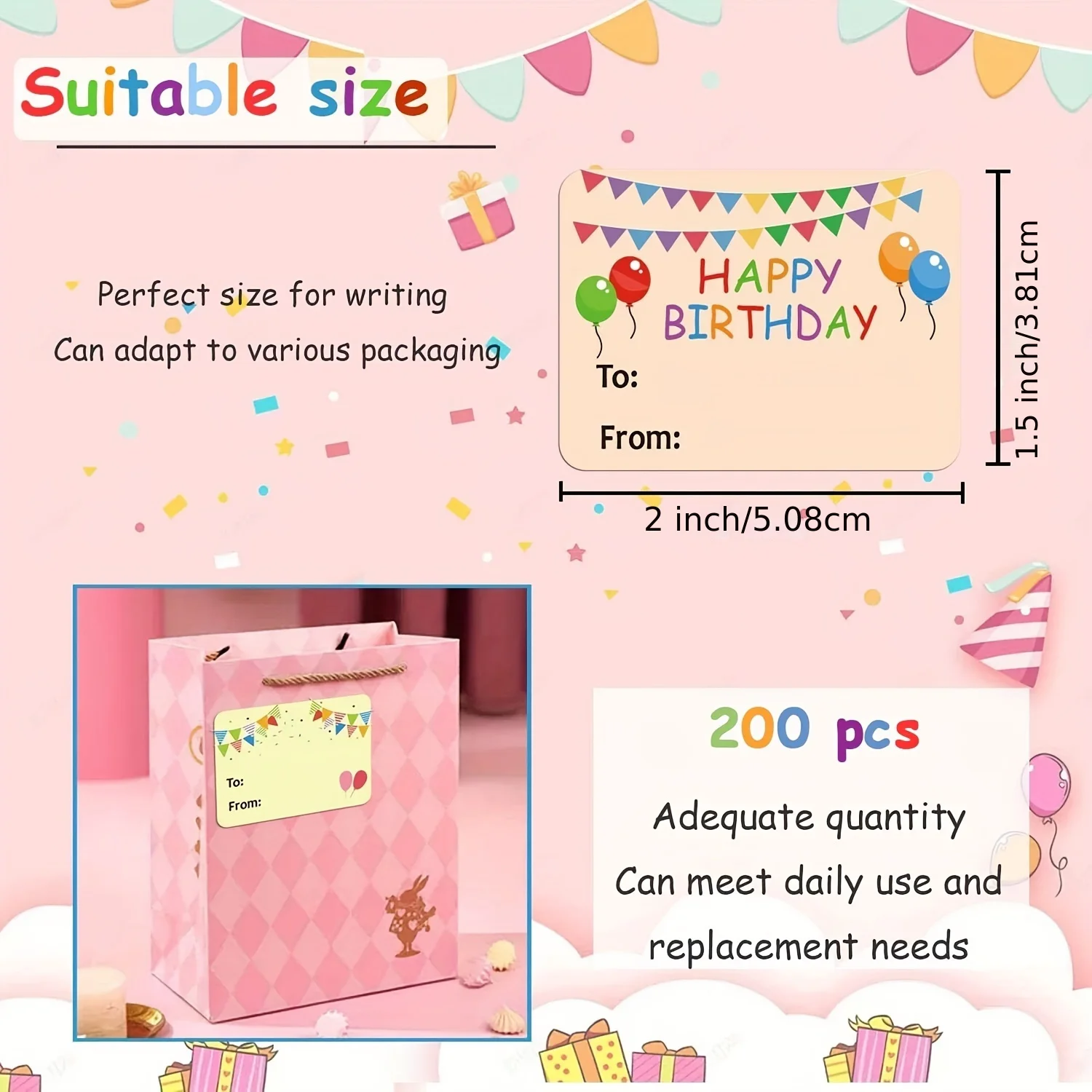 Happy Birthday Sticker Labels - Vibrant Designs for Office Supplies & Decor, Durable, Add a Personal Touch to Celebrations