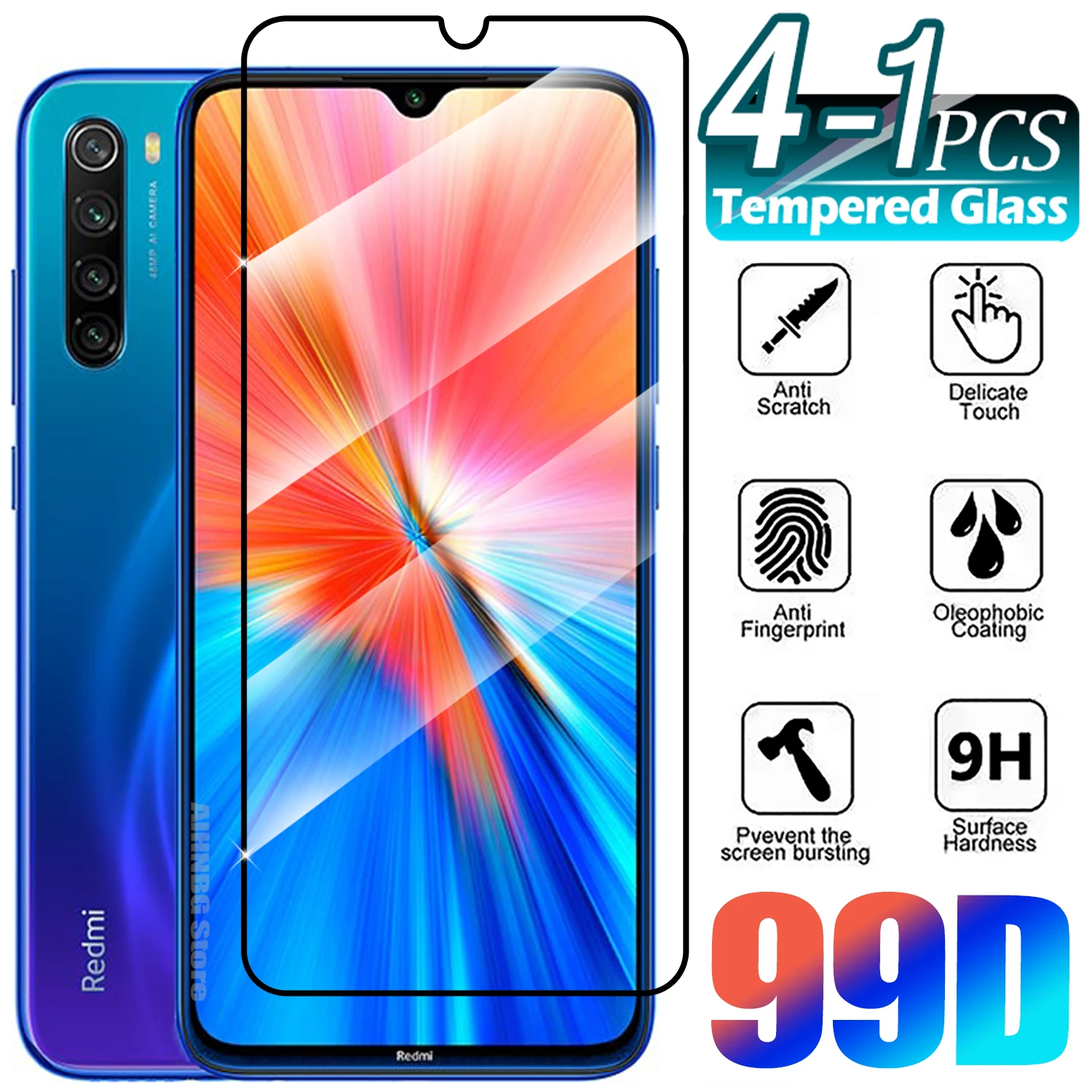 1/4Pcs Tempered Glass For Xiaomi Redmi Note 7 8 9 10 Pro Screen Protector for Redmi Note 8T 9T 9s 10s 10T