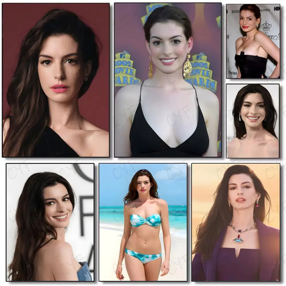 Actress Individual Anne Hathaway Poster Painting Wall Art Mural for Living Room Home Decor and Gifts