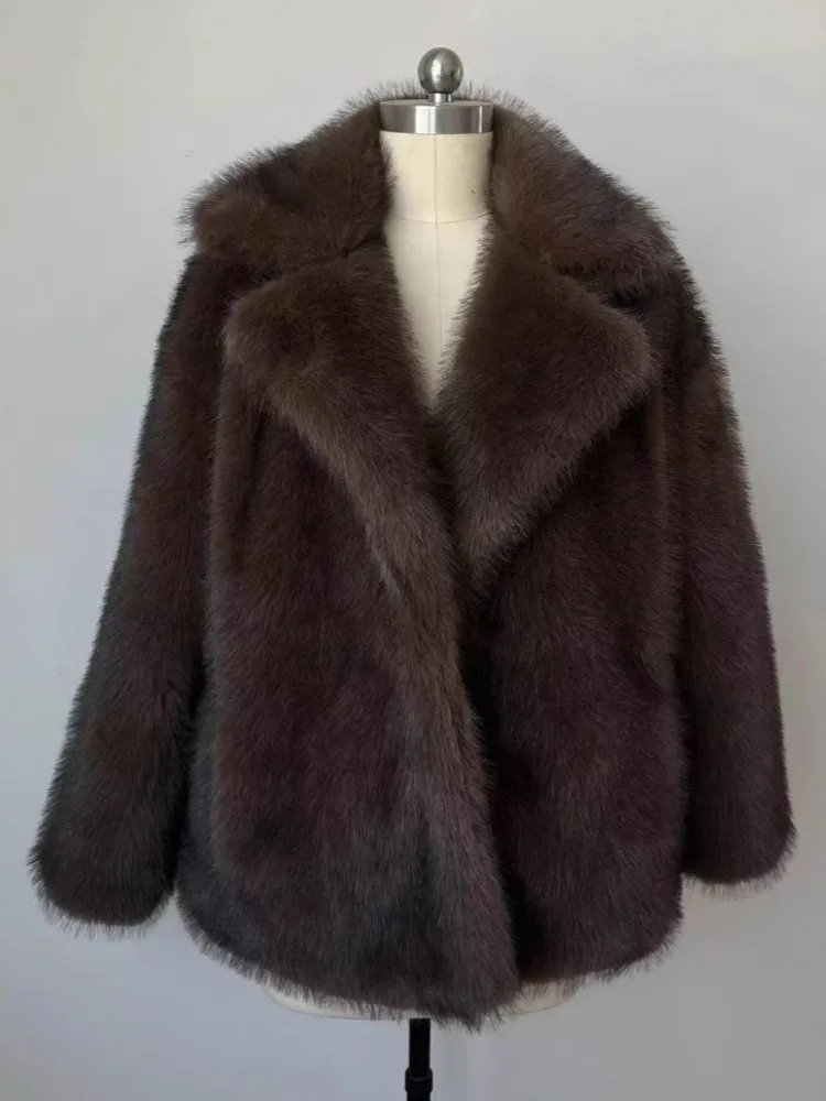 ZMEENNA femmes luxueux fausse fourrure surdimensionné manteau chaud vêtements de sortie d'hiver moelleux doux veste pour Style de fête décontracté ZM3534