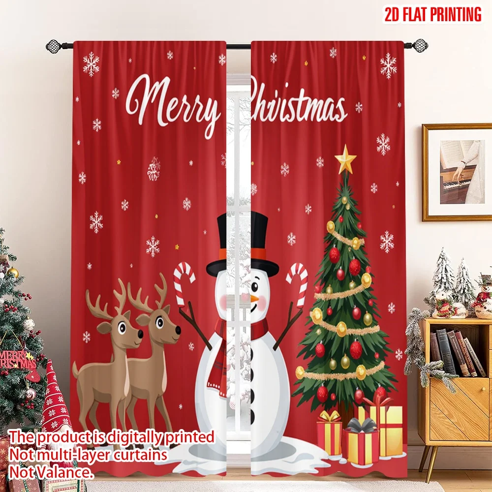 

2pcs 2D flat printing Christmas Drapes Merry Christmas Snowman Fabric Without Electricity Party & Holiday Decor for Classroom