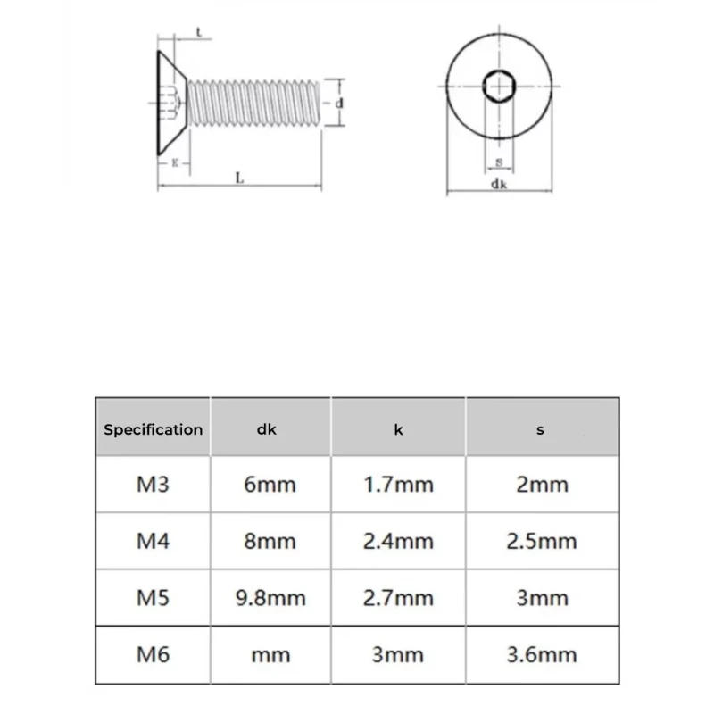 PEEK Plastics M3 M4 M5 M6 High-temperature Resistant Hexagon Hex Socket Flat Countersunk Head Allen Screw Bolt