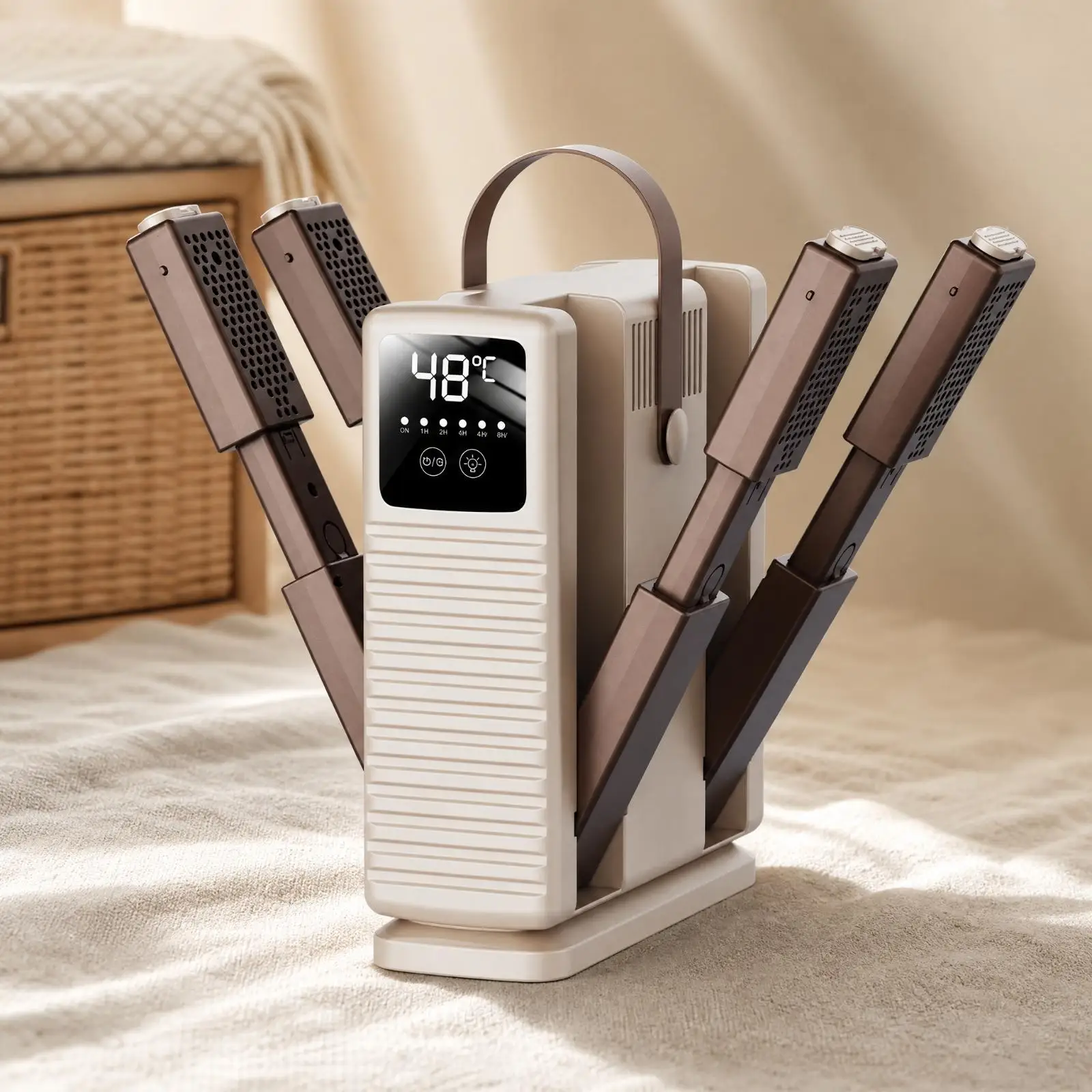 Shoe Freshner and Dryer Timer-Equipped Multi-Arm Shoe Dryer Adjustable for Families, Athletes, Rainy Days, Seasonal Storage