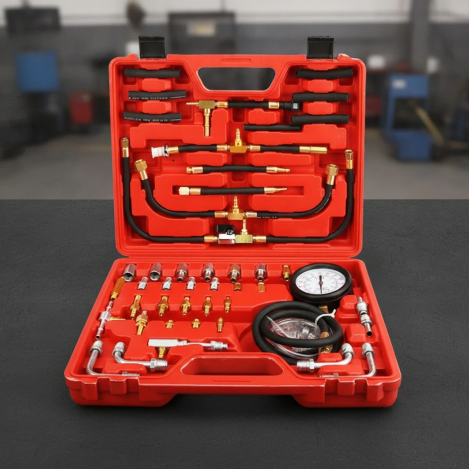 Fuel Pressure Test Kit Universal Fuel Pressure Tester Kit Diagnostic Tool Accurate Heavy Duty for Mechanics, Car Repair, Garage view 2