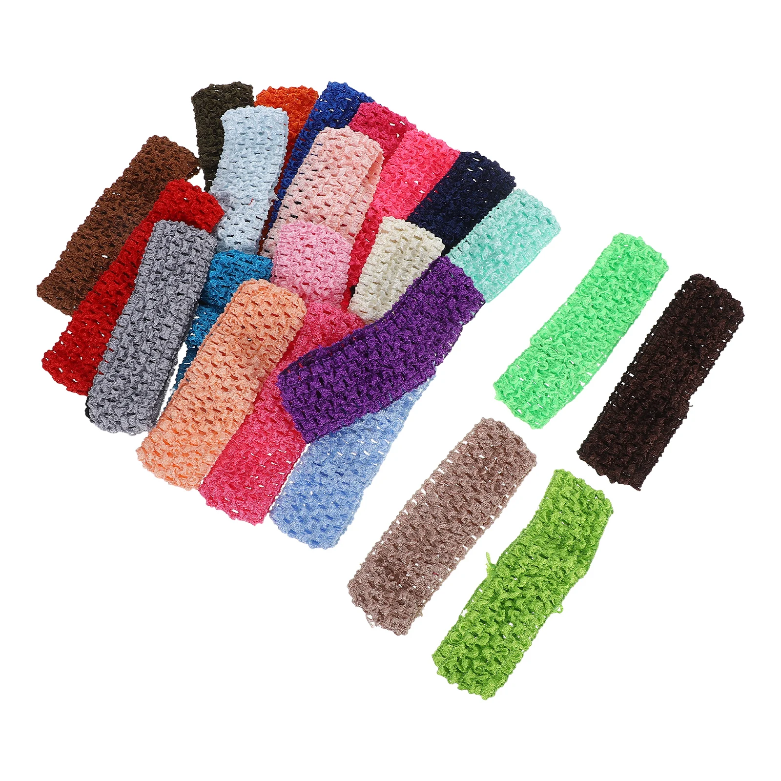 

24pcs Baby Hairbands Infant Elastic Headbands Girls Colorful Crochet Turbans Stretchy 30cm-50cm Ideal Bows Flowers