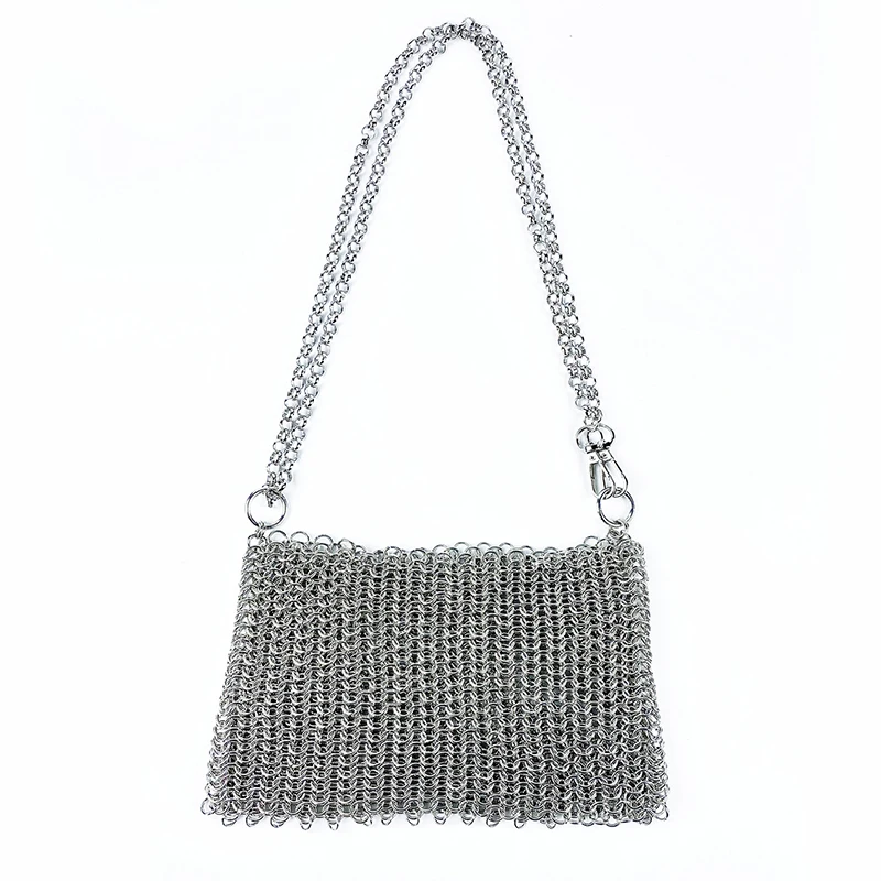 Metallic shiny hand-woven sequins, tote bag, shopping bag, underarm cross-body bag