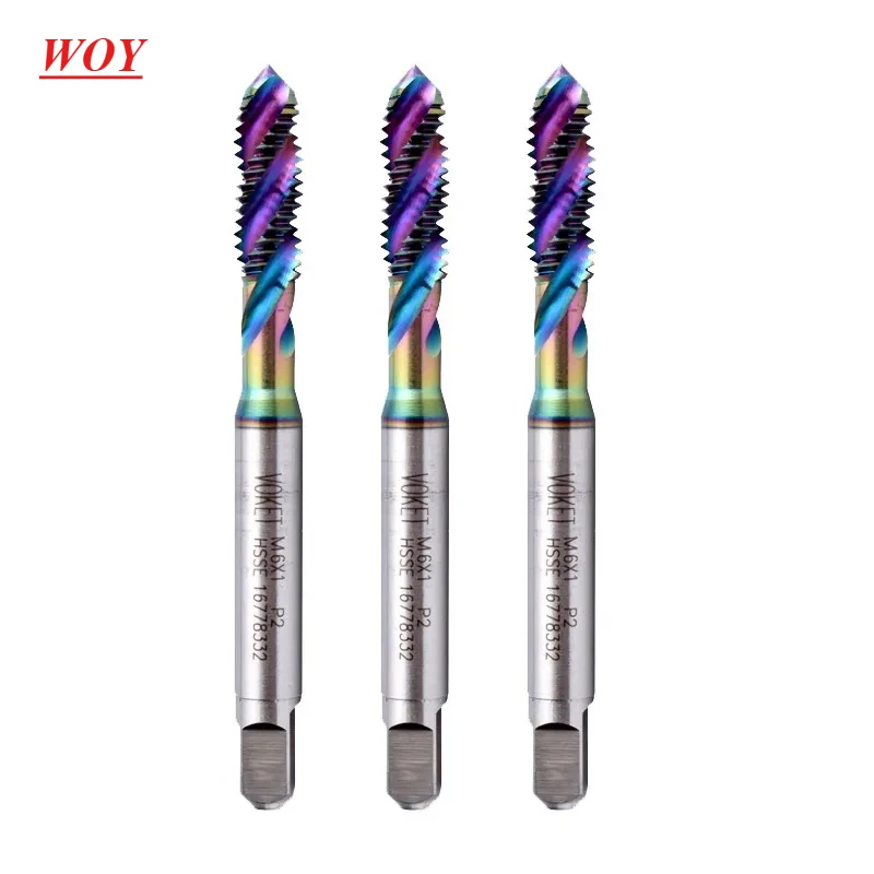 

WOY DLC Colorful Coating Spiral Tap For Aluminum Efficient Blind Hole Tap Tapping Tools M2M3M4M5M6M8M12