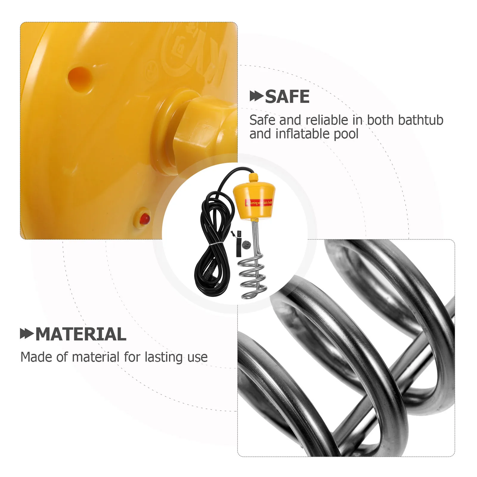 

3000W Floating Heating Rod For Bathtub Inflatable Pool 2500W Actual Power Led Thermometer Waterproof Safety Design Pool