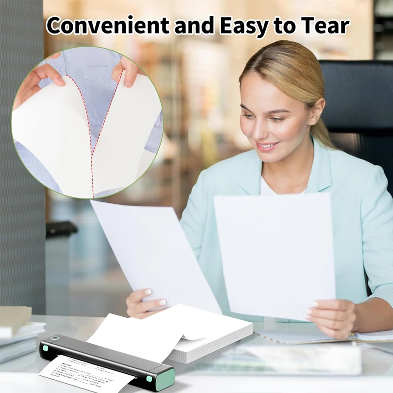 ورق طباعة حراري قابل للطي مقاس A4، 200 ورقة، عرض 210 مم، طول 298 مم، مناسب للطابعات المحمولة #4