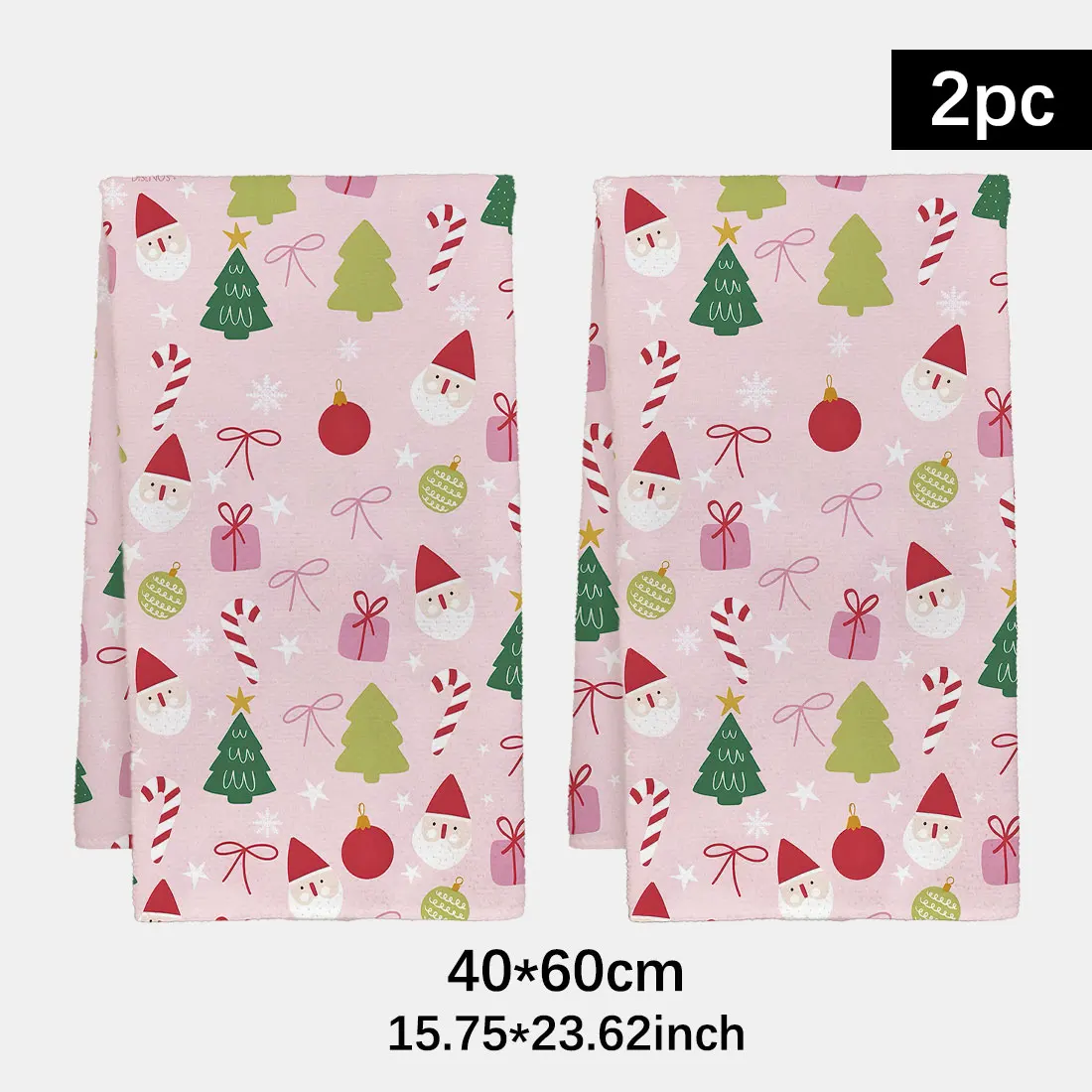 2pcs 40x60cm Christmas Element Series DishCloth Tea Towel Kitchen Dishcloth  Christmas Cane Tree Wash Towels Merry Christmas