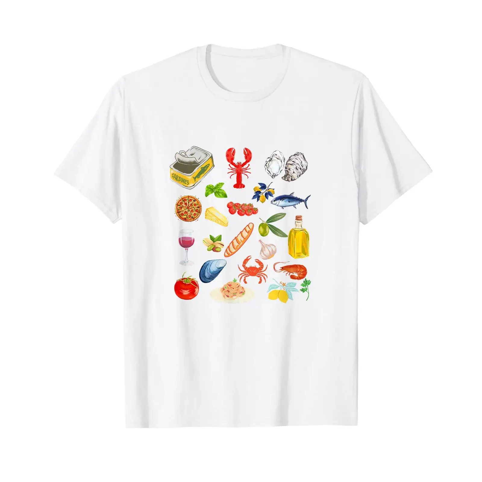 Italian Summer Sardines tinned Fish Tomato Girl Food Lover T Shirt vintage Washed Unisex fashion Breathable