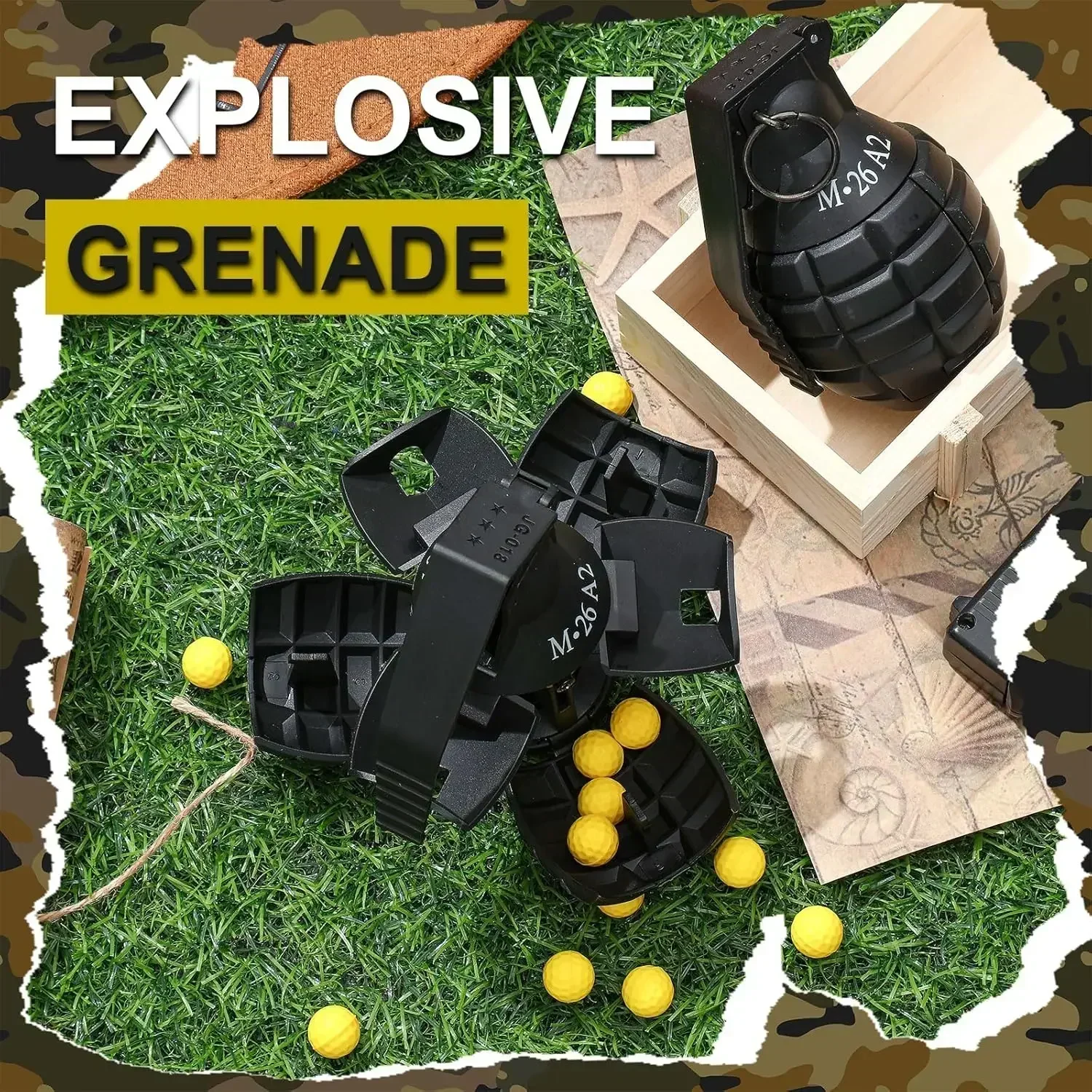 1/3 قطعة لعبة قنبلة يدوية لعبة المعركة مع 20 لعبة مجسمة من الذخيرة الرغوية المستديرة #4