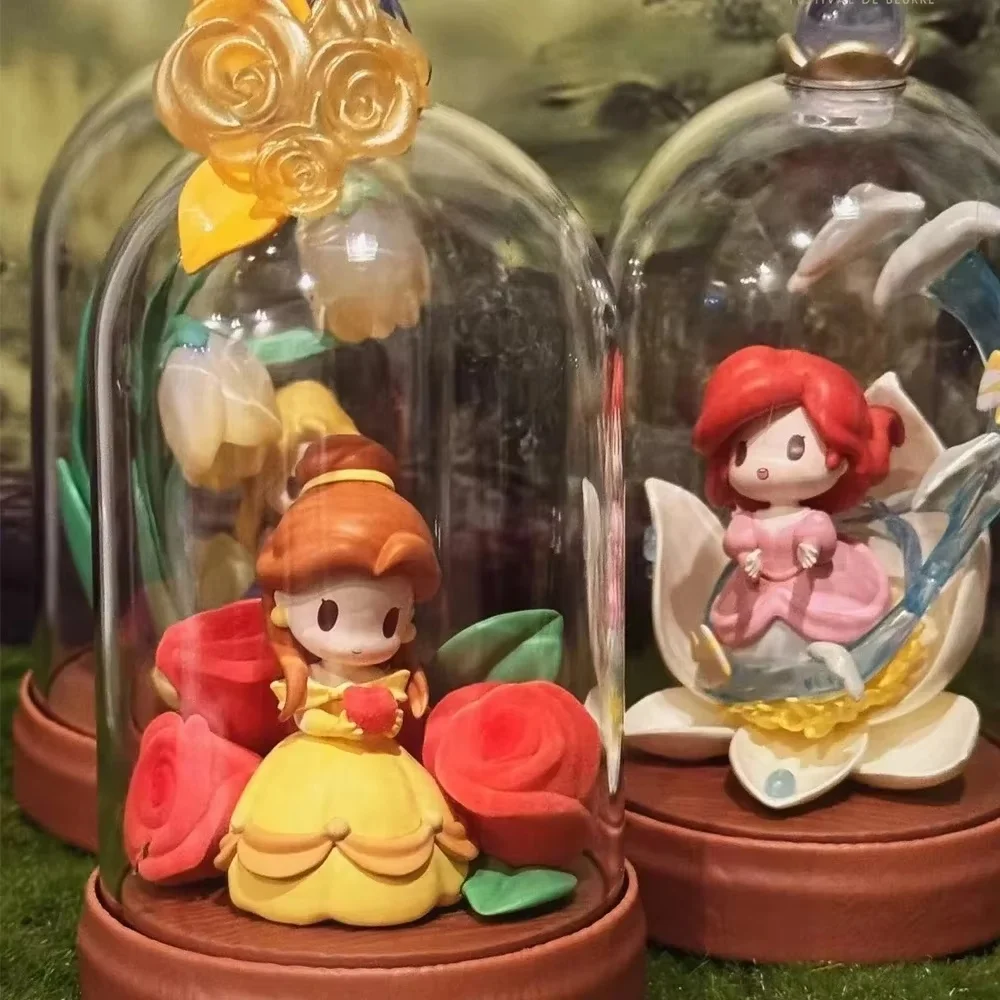 Disney princesa d-baby flores e sombras caixa cega lâmpada anime figura surpresa brinquedos caixa misteriosa decoração de mesa ornamentos presente