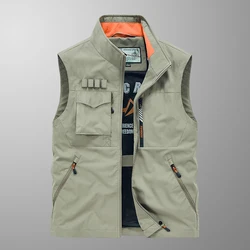 New fashionable and versatile men's vest, outdoor casual multi pocket fishing mesh vest, men's photography camisole jacket