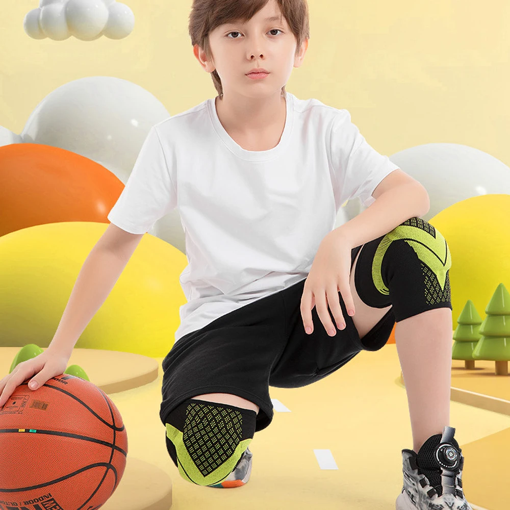 2 Pcs Kids Knee Support Sleeves Shockproof Non-Slip Lightweight Breathable Knee Guard for Football Skate And Jump