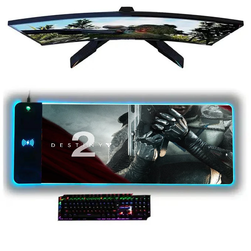 

Destiny Mousepad 15W Wireless Charger Desk Pad for Computer Mouse Mats Gaming Setup Accessories LED Gamer Pc Table Rug Mat Rgb