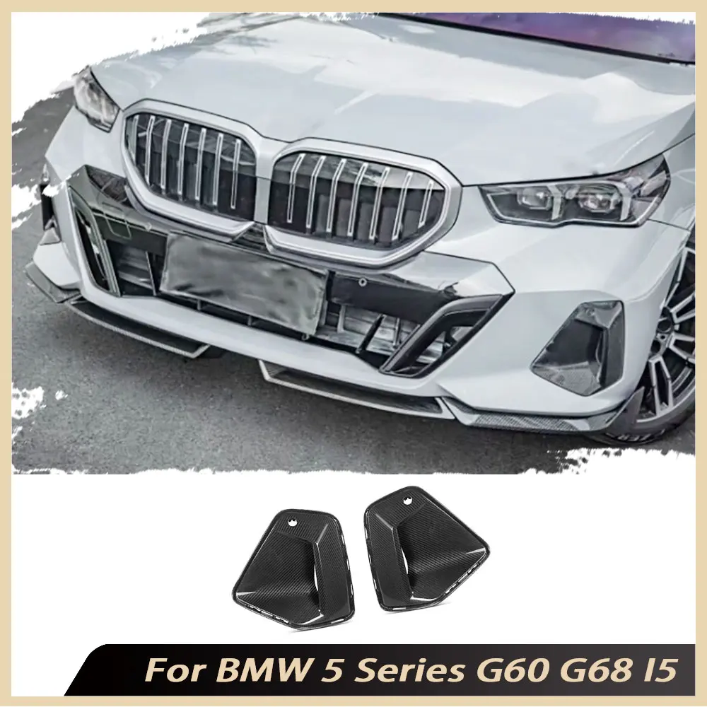 

For BMW 5 Series G60 G68 I5 2024+ Carbon Fiber Front Bumper Air Vent Trims Foglamp Body Kits FRP Accessories
