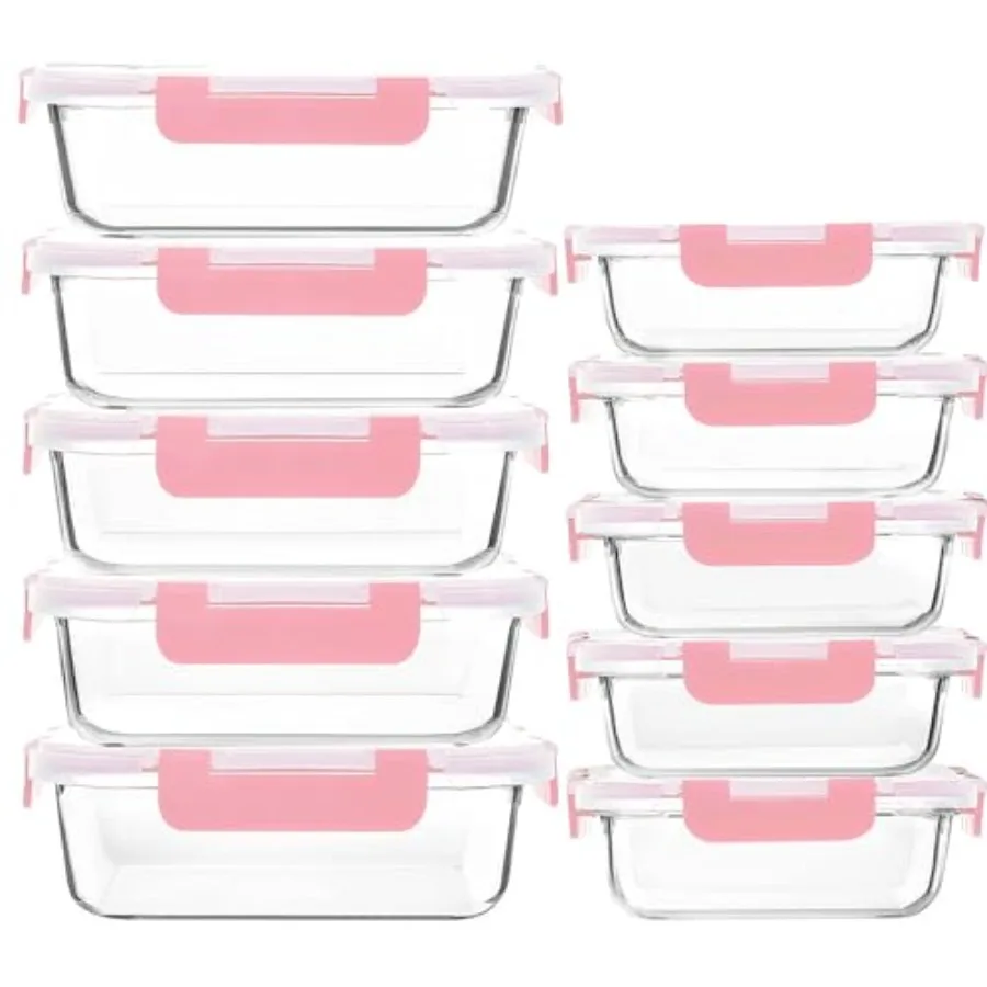10-Pack Meal Prep Containers with Snap Locking Lids Glass Airtight Lunch Food Storage Containers Microwave Oven Freezer and Dis