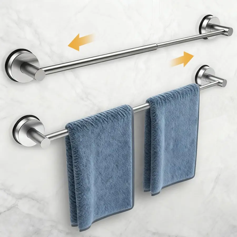 

Towel Racks for Bathroom,Adjustable Suction Cup Towel Bar for Bathroom Wall,Stainless Steel Bath Towel Holder for Shower,2 PackB