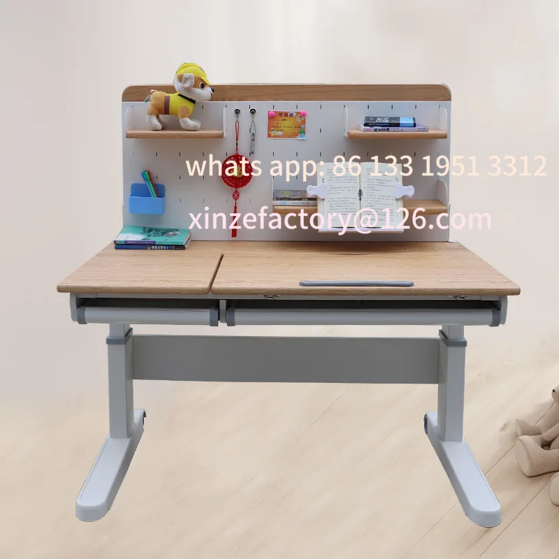 Scrivania in legno massello con sollevamento alto e basso per bambini, studenti delle scuole primarie e secondarie, scrittoio domestico, studio per bambini