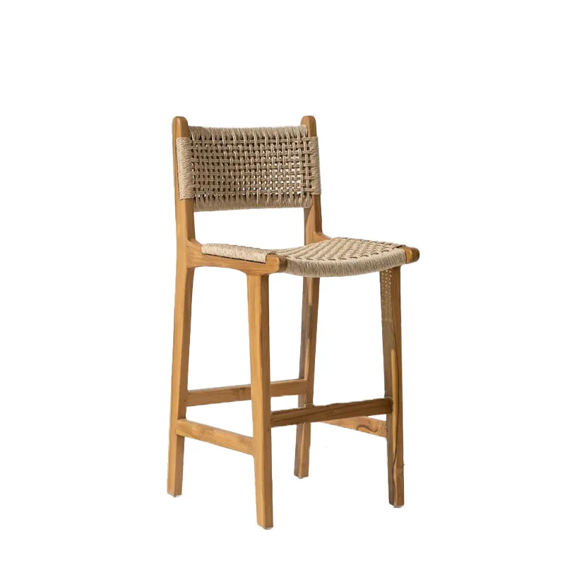 # Customized Contemporary Nordic Outdoor Solid Wood High Bar Chair with Backrest for Restaurant Hotel Bar Use
