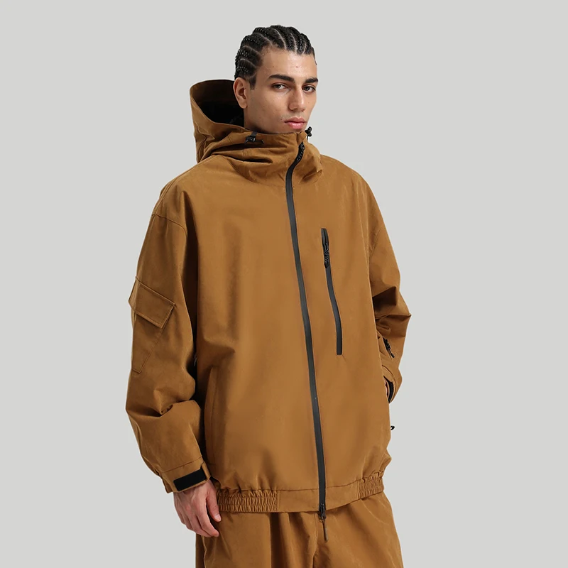 

New Style Pure Color Ski Suit Men Windproof Waterproof Breathable Snow Suit Women's Outdoor Loose Casual Sports Hooded Jacket