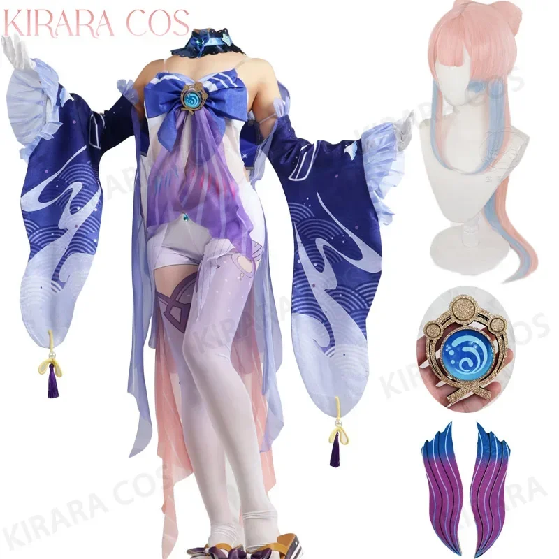 

Kokomi cosplay costume wig pink hair impact sangonomiya kokomi cosplay women sexy dress costumes