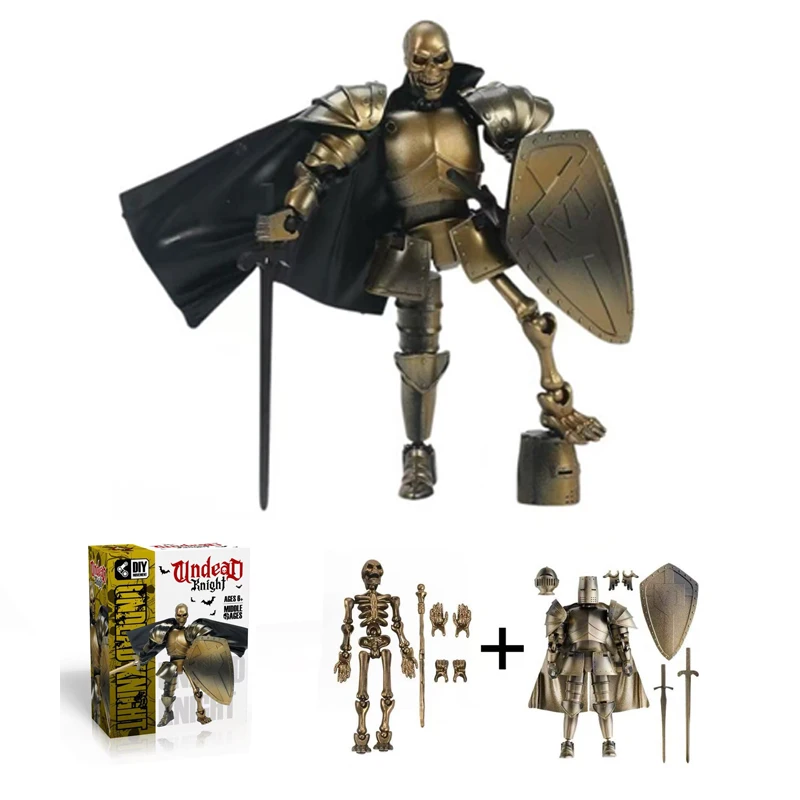 لعبة أولاد ميكا نايت متعددة المفاصل مصممة حديثًا، تحت عنوان هيكل عظمي، تحمل شخصًا، درعًا، ونموذج الساموراي #3