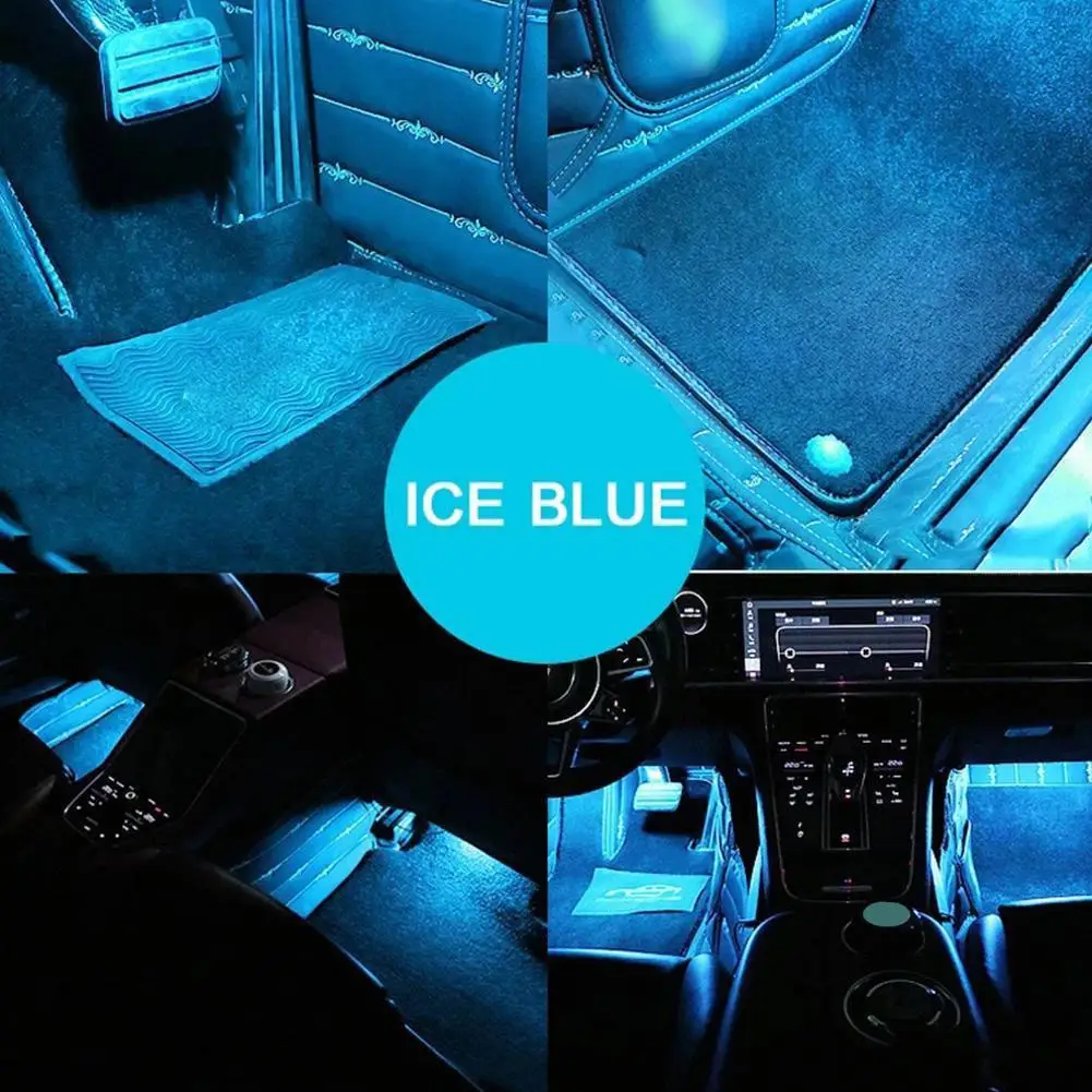 

4-в-1 USB автомобильный окружающий комплект RGB многоцветный светодиодный атмосферный светильник для ног не требуется проводка простая установка L5N5