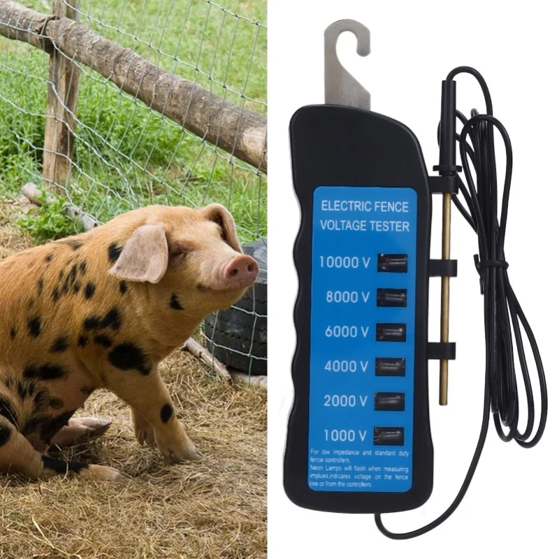 Electric Fence Tester Voltage Meter 10000V Waterproof Portable Tool With 6pcs Light For Farm