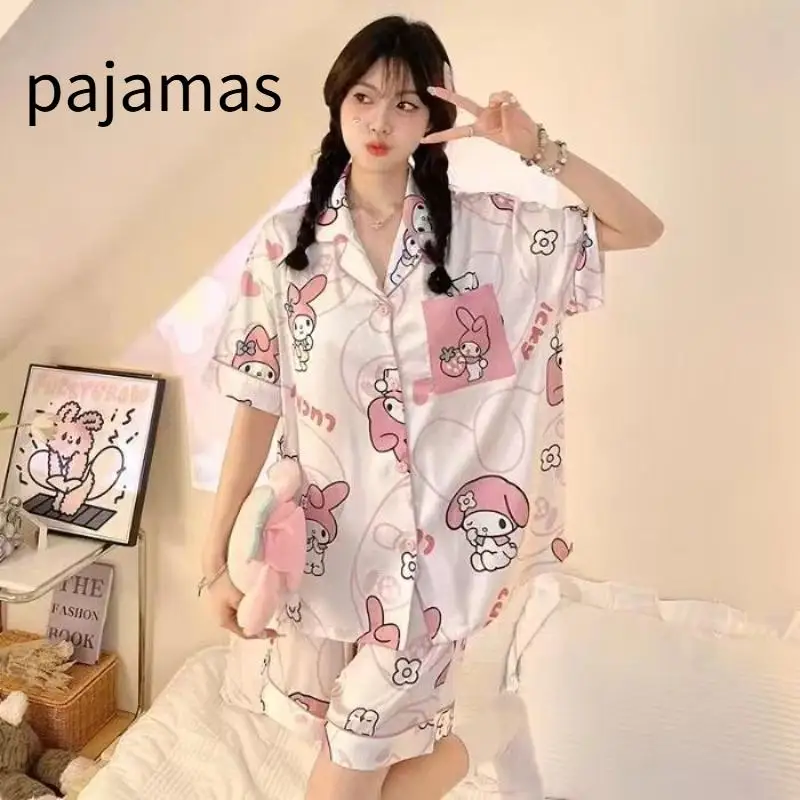 مجموعة بيجامات سانريو للفتيات ماي ميلودي كاواي صيفية مريحة كاجوال قابلة للتنفس فضفاضة كرتونية للطلاب هدية لصديقتك #6