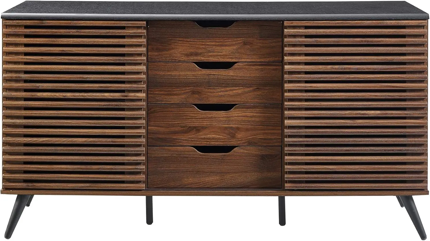 Armario de madera con 4 cajones, puerta corredera moderna, entrada de Buffet, puertas de almacenamiento, consola de comedor, 59 pulgadas