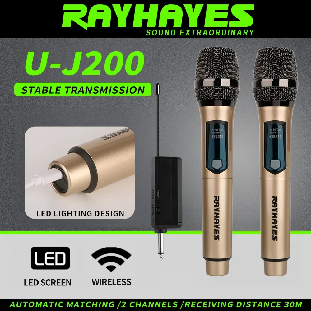 

RAYHAYES U-J200 Wireless Microphone Cardioid pickup pattern Intelligent noise cancellation Ultra-long battery life