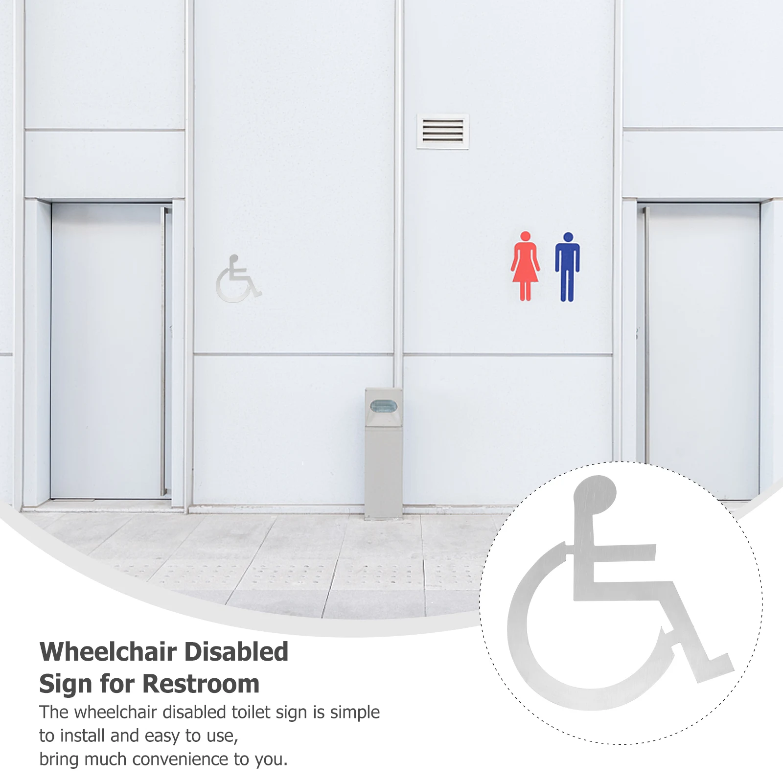 

Disabled Signs Bathroom Restroom Directional for Double Sided Metal Wheelchair The