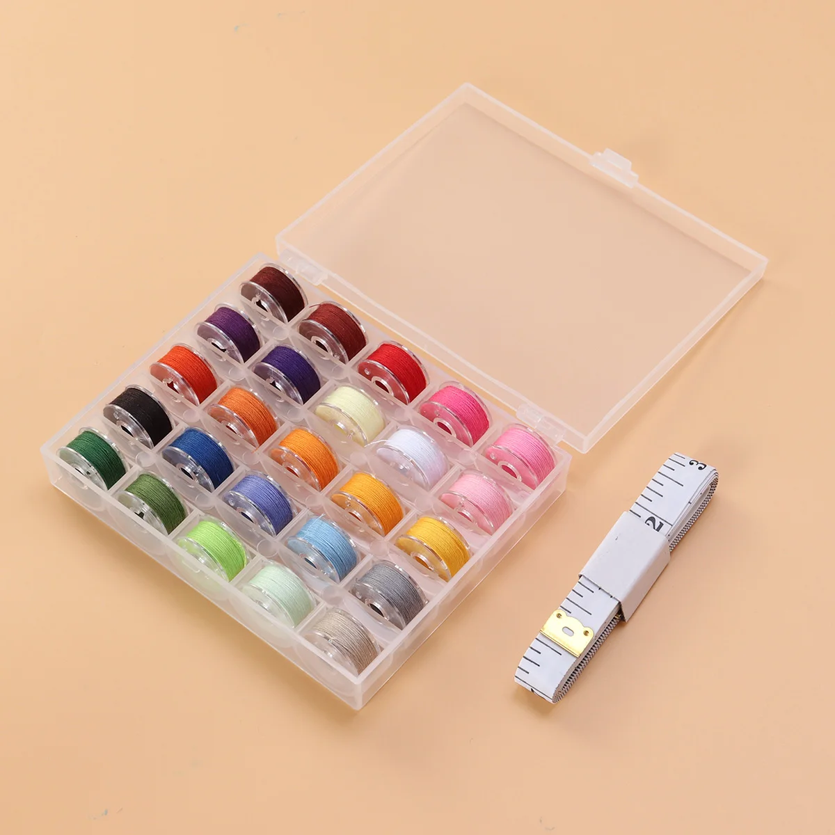 

25 Pcs Machine Bobbins Transparent Box Thread Sewing Machine Bobbin Spool Spools Assorted Colors Domestic Use Storage Case