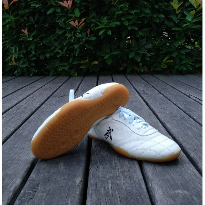 Professional  Tai Chi shoes Mens Womens Black White Leather Martial arts shoe Unisex Luxury Brand Kungfu Shoe for Couples