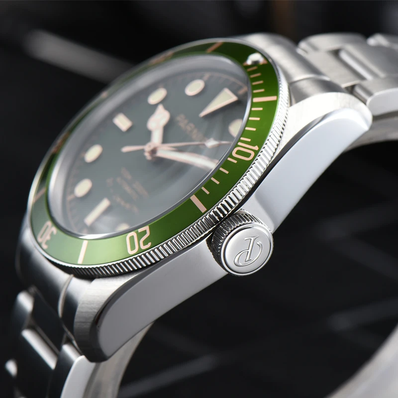 メンズサファイアクリスタル時計,グリーンダイヤル,自動巻き,機械式,カレンダー,ファッション,時計,41mm, 2024