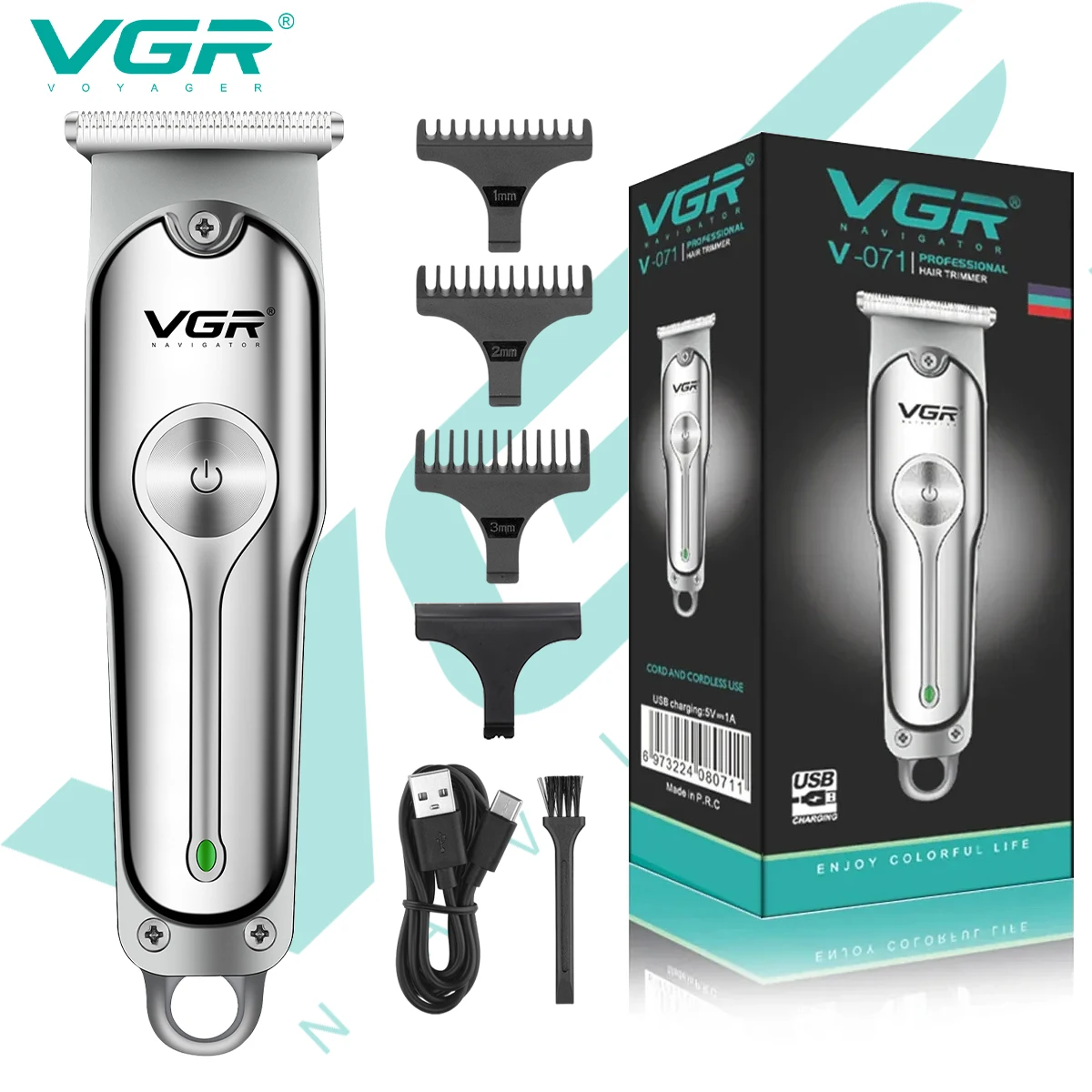 VGR 071 Hair Trimmer Professional Hair Clipper Wireless Hair Cutting Machine Electric Zero Cutting Machine Trimmer for Men