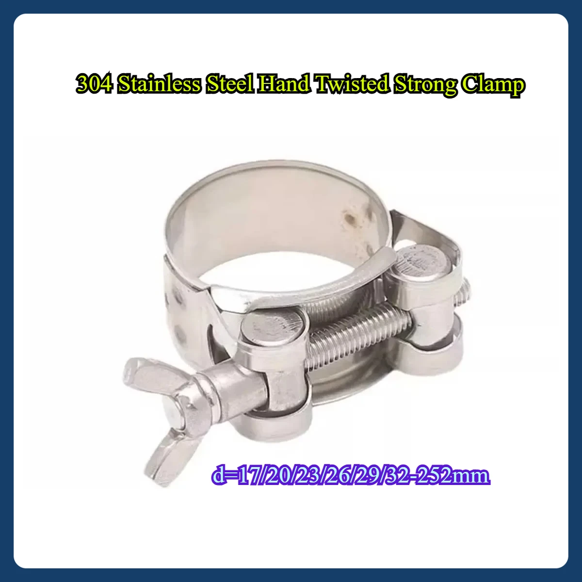 

304 Stainless Steel Hand Twisted Strong Clamp/Butterfly Thickened Pipe Clamp/Fixed Water Pipe Clamp, 19mm-252mm