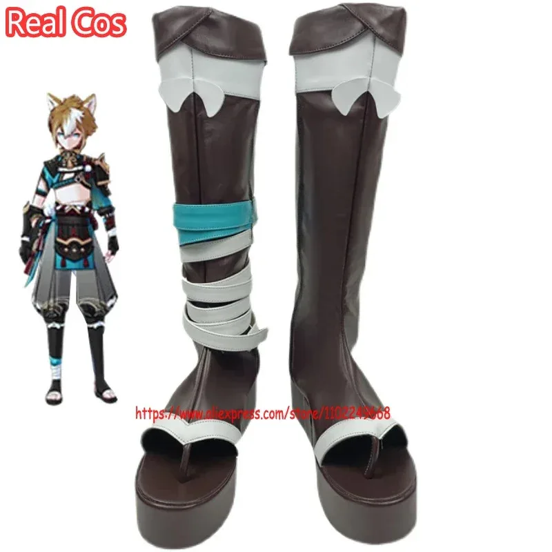 

RealCos Game Genshin Impact Gorou Обувь для косплея Высокие сапоги Косплей Gorou Черные туфли Женская и мужская обувь для косплея на Хэллоуин