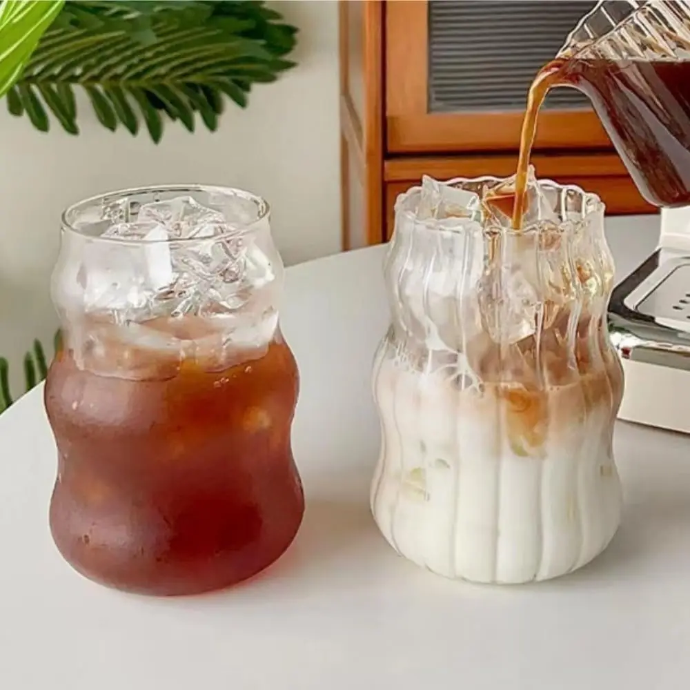 550 مللي إبريق عصير الحليب الشفاف القهوة القدح شاي فقاعات أكواب زجاجية مضلعة أكواب البيرة الفراولة درينكوير كوب للحزب #1