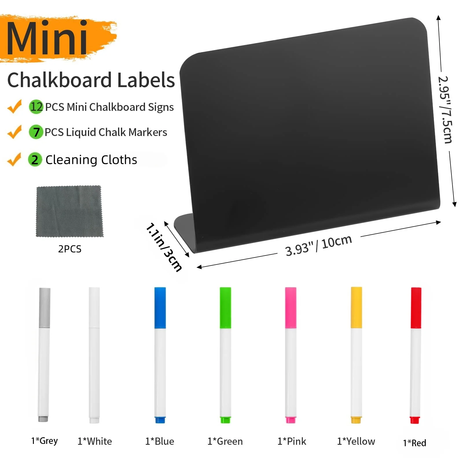 29- عبوة (20 قطعة من سبورة السبورة الصغيرة + 7 علامات + 2 قطعة قماش للتنظيف) مجموعة لافتات سبورة صغيرة، ملصقات سبورة لسطح الطاولة قابلة لإعادة الاستخدام