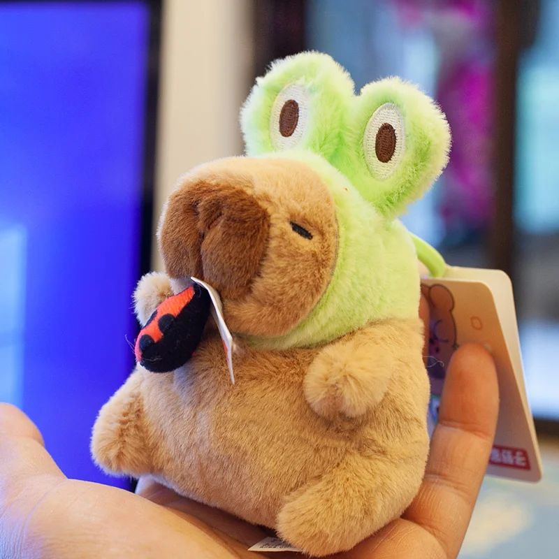 

Cute Headgear Capybara Head Cover Cappibala Doll Keychain Pendant Soft Stuffed Animal Soll Couple Keychain Gift Kids Toy