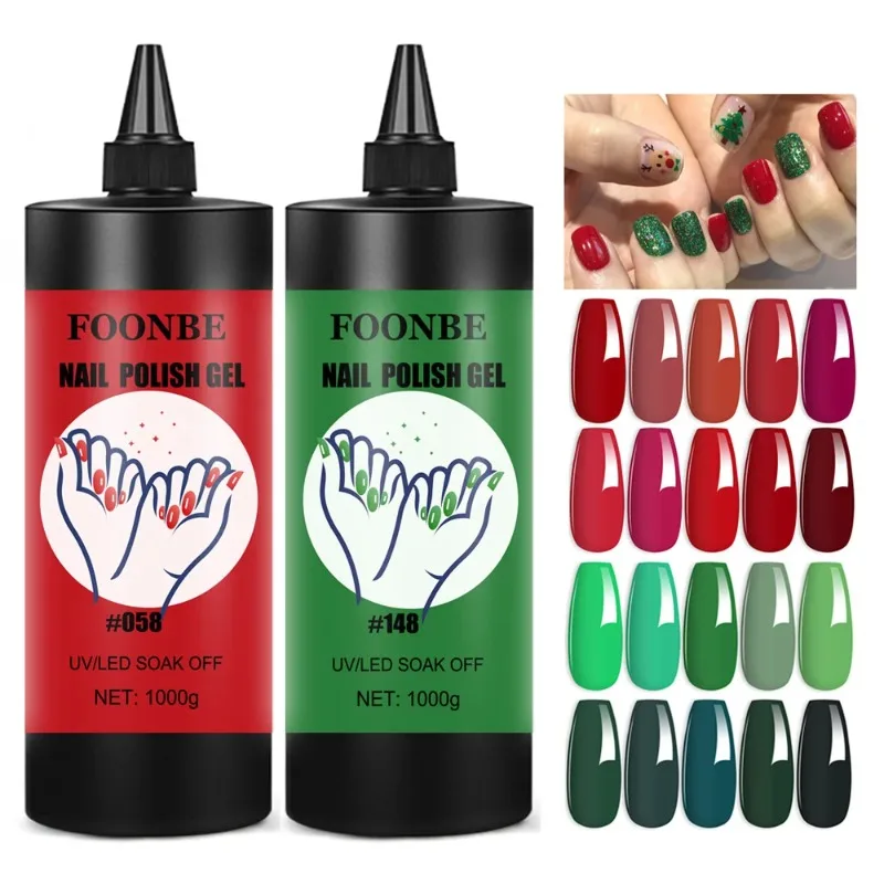 1kg Color Gel Nail Polish Black / White / Red Autumn Semi Permanent Gel Varnishes For Christmas Nail Art Designs Matte Top Coat