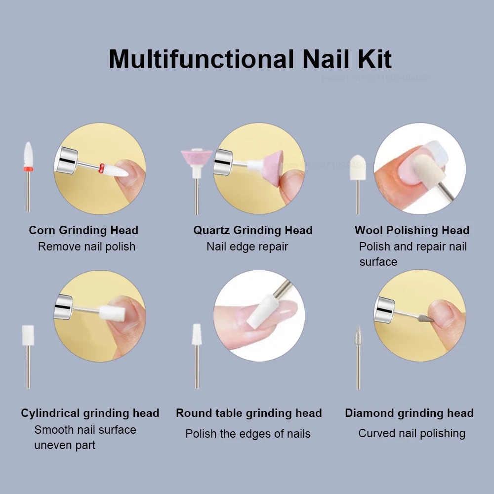 Nail Drill Electric Nail Polisher Drill Bits Professional Nail File Machine Rechargeable Handle Pen Nail Drill for Acrylic Gel