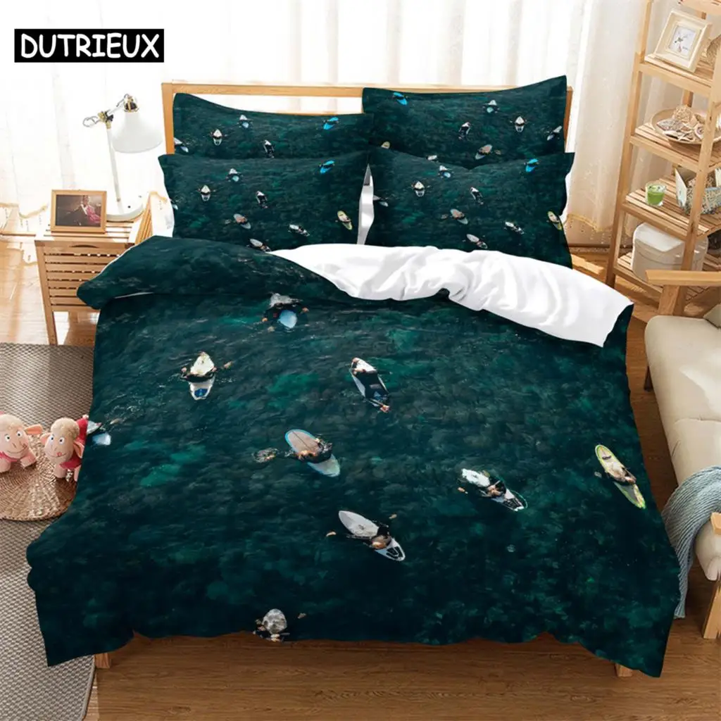 Sea Bedding 3-piece Digital Printing Cartoon Plain Weave Craft For North America And Europe  Bedding Set Queen