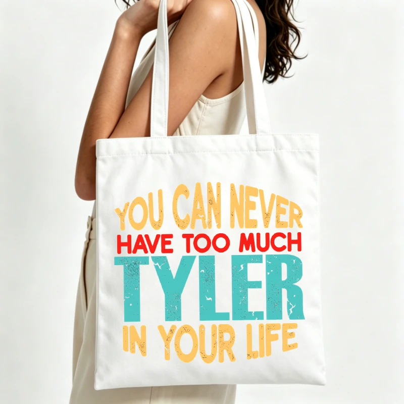 slogan-style graphic canvas tote bag, retro typography print for daily shopping and casual outings