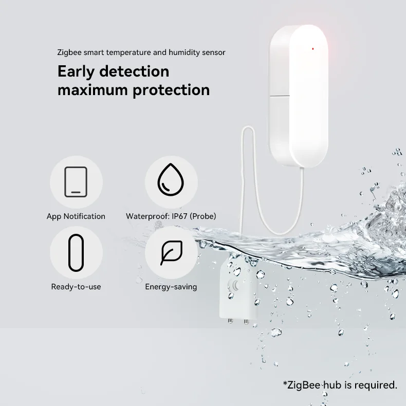 ZigBee Smart flood sensor Works with Alex/Google Assistant/Alice/Salutle