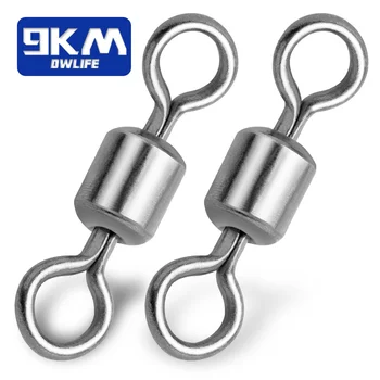 Gira de pesca 25 ~ 100 peças, barril de rolamento de aço inoxidável, conector de linha de pesca, micro giratório, anéis sólidos, equipamento de pesca